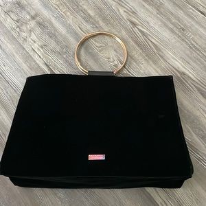 Cute Black Velvet Tote With Gold Harware